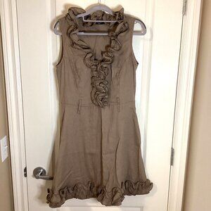 Rinascimento Women's Brown Sleeveless Midi Dress with Ruffles Made in Italy